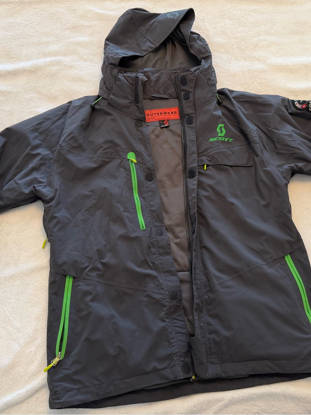 Scott Dark Gray Ski Jacket with Bright Green Accents